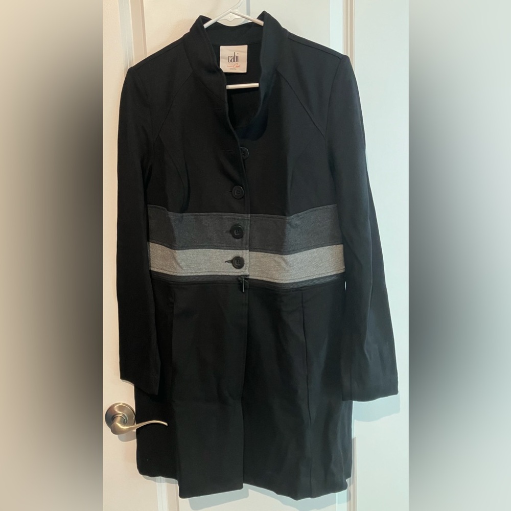 CAbi jacket black & gray color-block design convertible zipper 2-ways to wear M